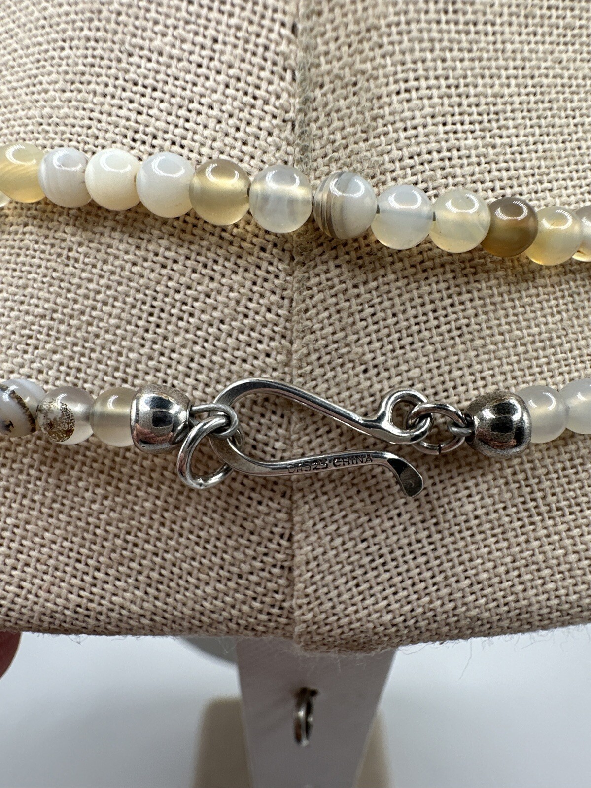Mine Finds By Jay King Long 36” 4.4mm Natural Agate Sterling Silver Necklace
