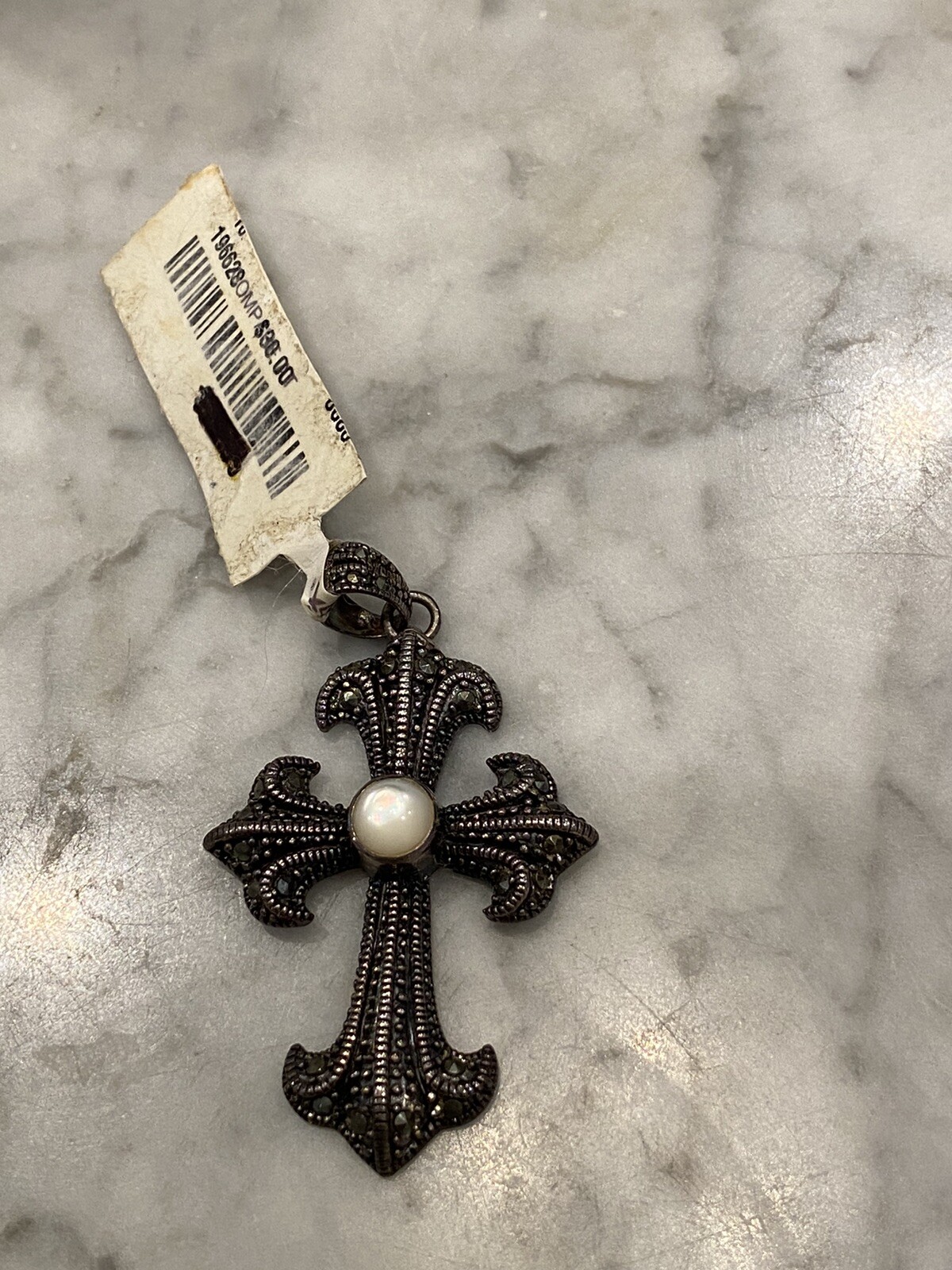 QVC Marcasite Oxidized Cross Pendant Sliver 925