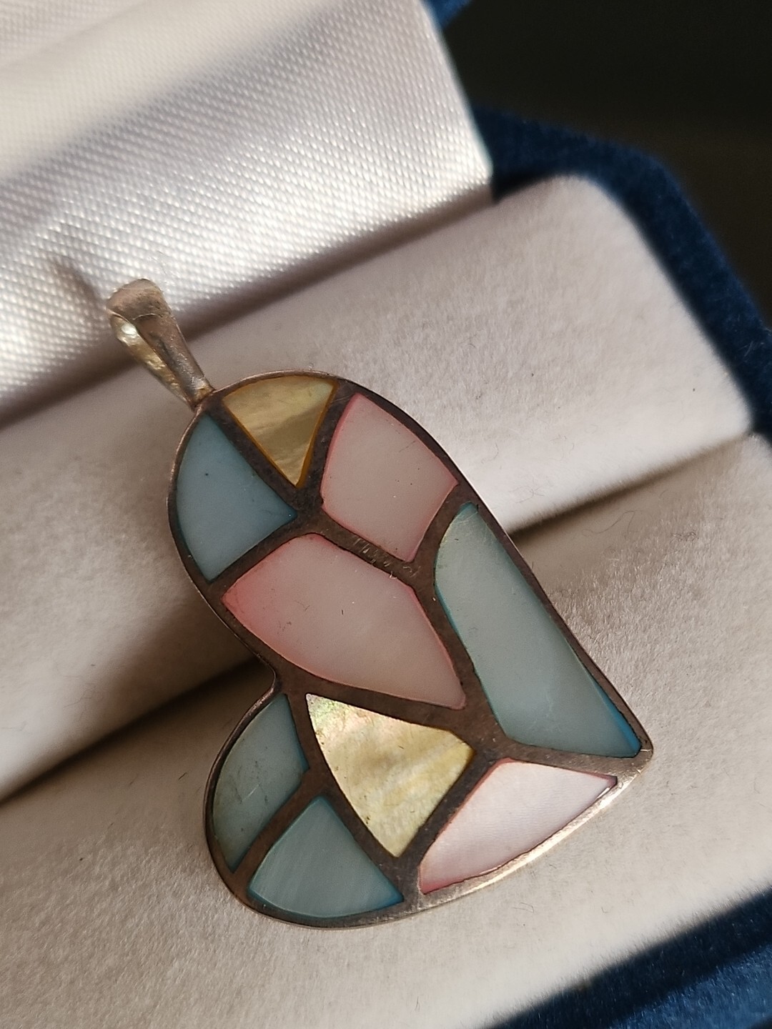 Designer Sterling Silver 925 PENDANT PINK, Blue, Gold MOP 1.6″ NWOT