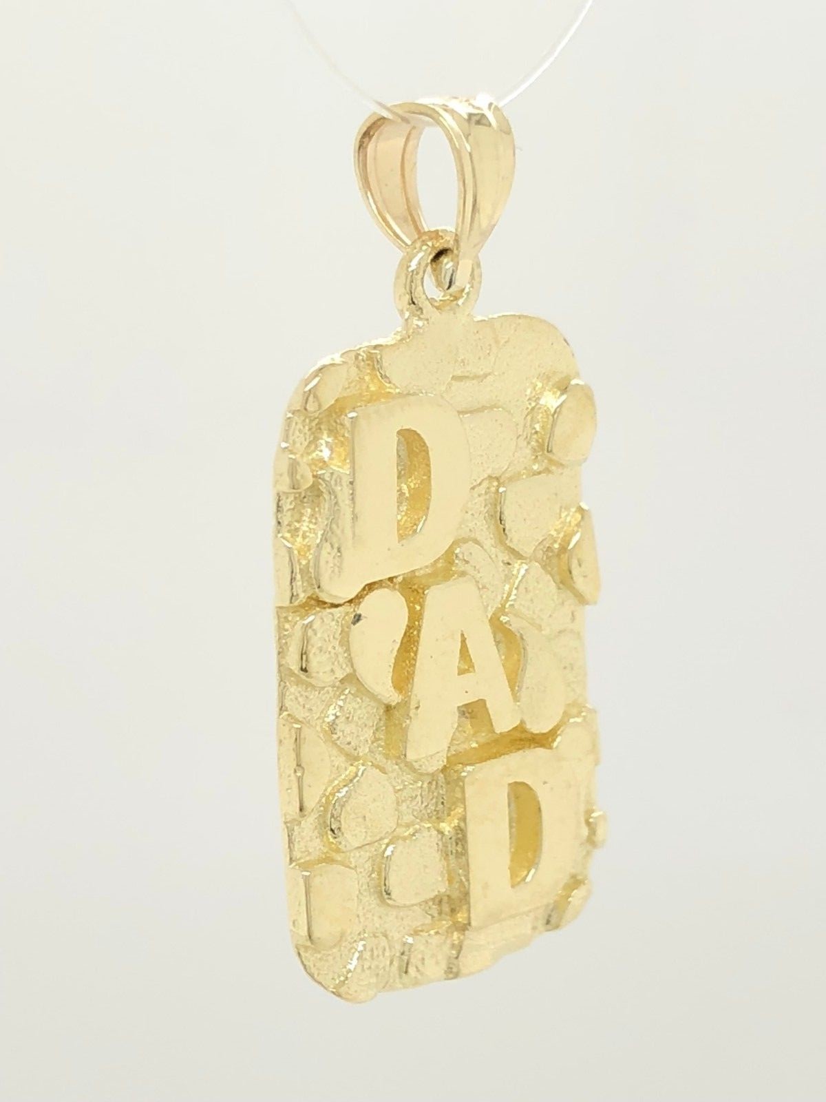 10k Yellow Gold Solid DAD Nugget Pendant Rectangle Charm 2.7 grams
