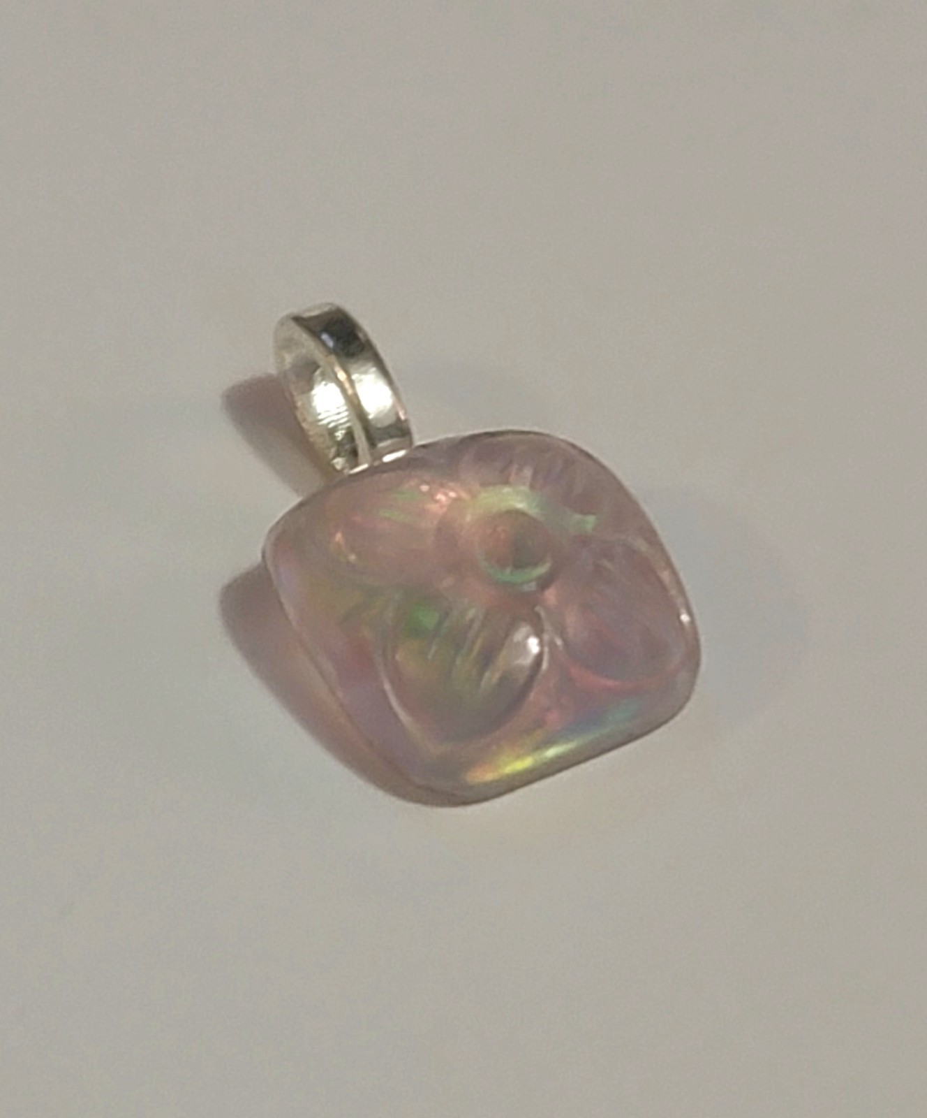 Natural Aurora Opal Pendant Certified Square 11.05Ct (SEE DETAILS)