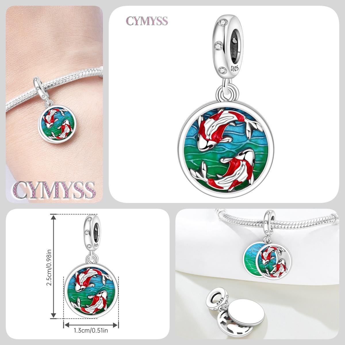 Blue Charm 925 Sterling Silver Ocean Pearls Betta Fish Pendant Birthday Party Gi