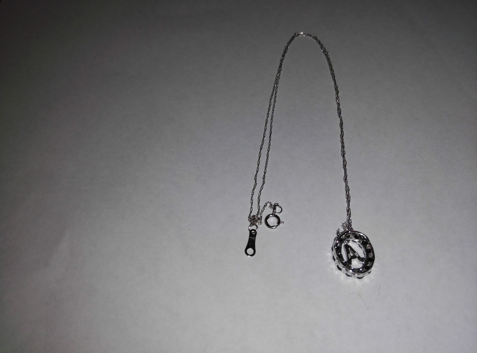 0.75ctw Australian Blue Sapphire initial “A” Necklace in 10k White Gold 18″