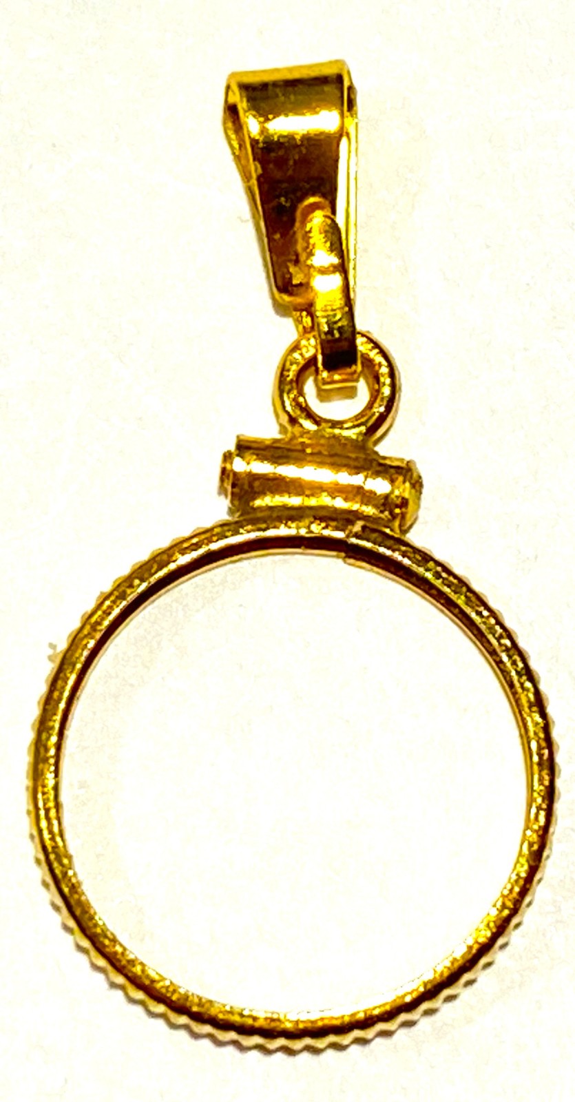 $1 type 1 Gold 14k Reeded Edge Screw Top Coin Bezel A45