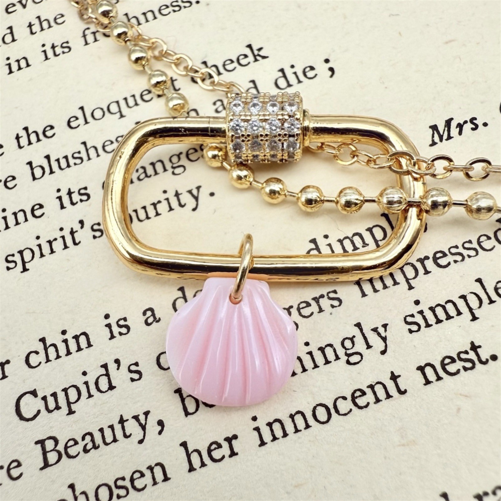 14k Solid Gold Charm, Pink Conch Shell Charm, Beachy Summer Jewelry