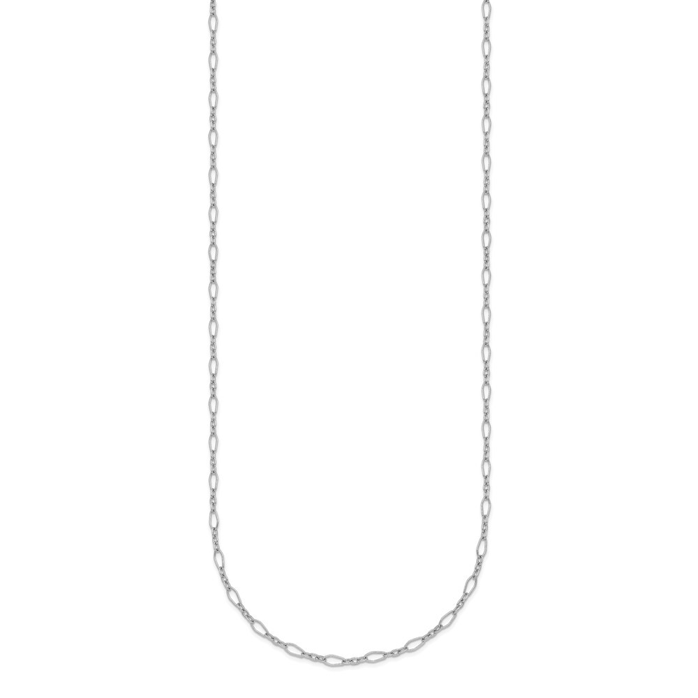 Platinum Polished & Diamond-cut 2.4mm Solid Oval Link Chain Necklace 18″- 3.59g
