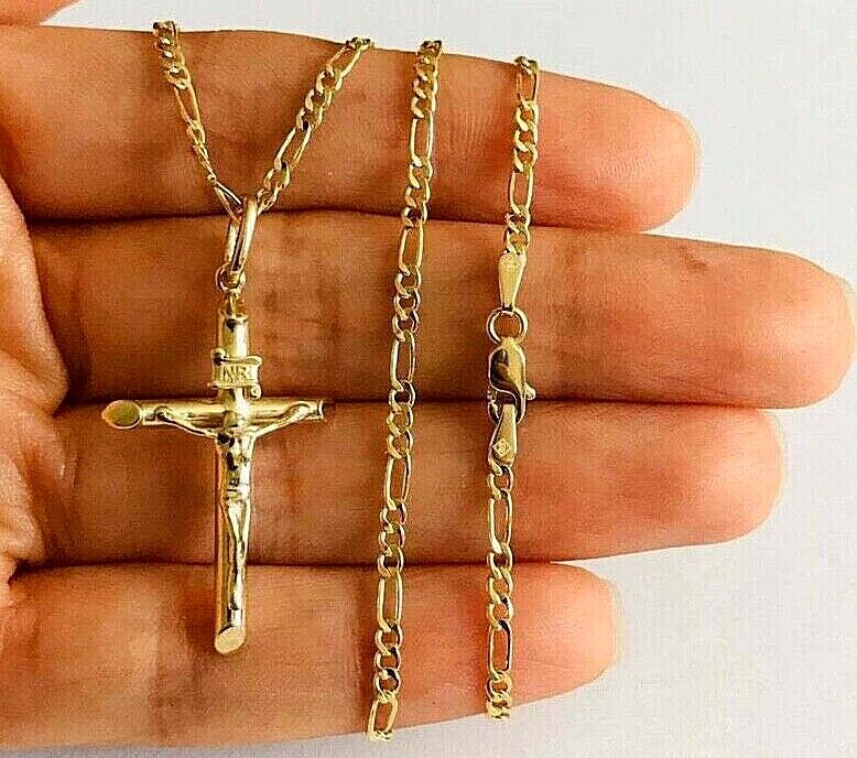10K Real Gold Jesus Crucifix Necklace – 10k Real Gold Cross 36mm Pendant-GP09-1