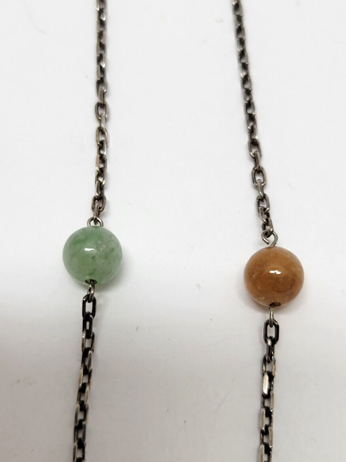 Jade and Sterling Silver Necklace Stamped 925 K-C Italy