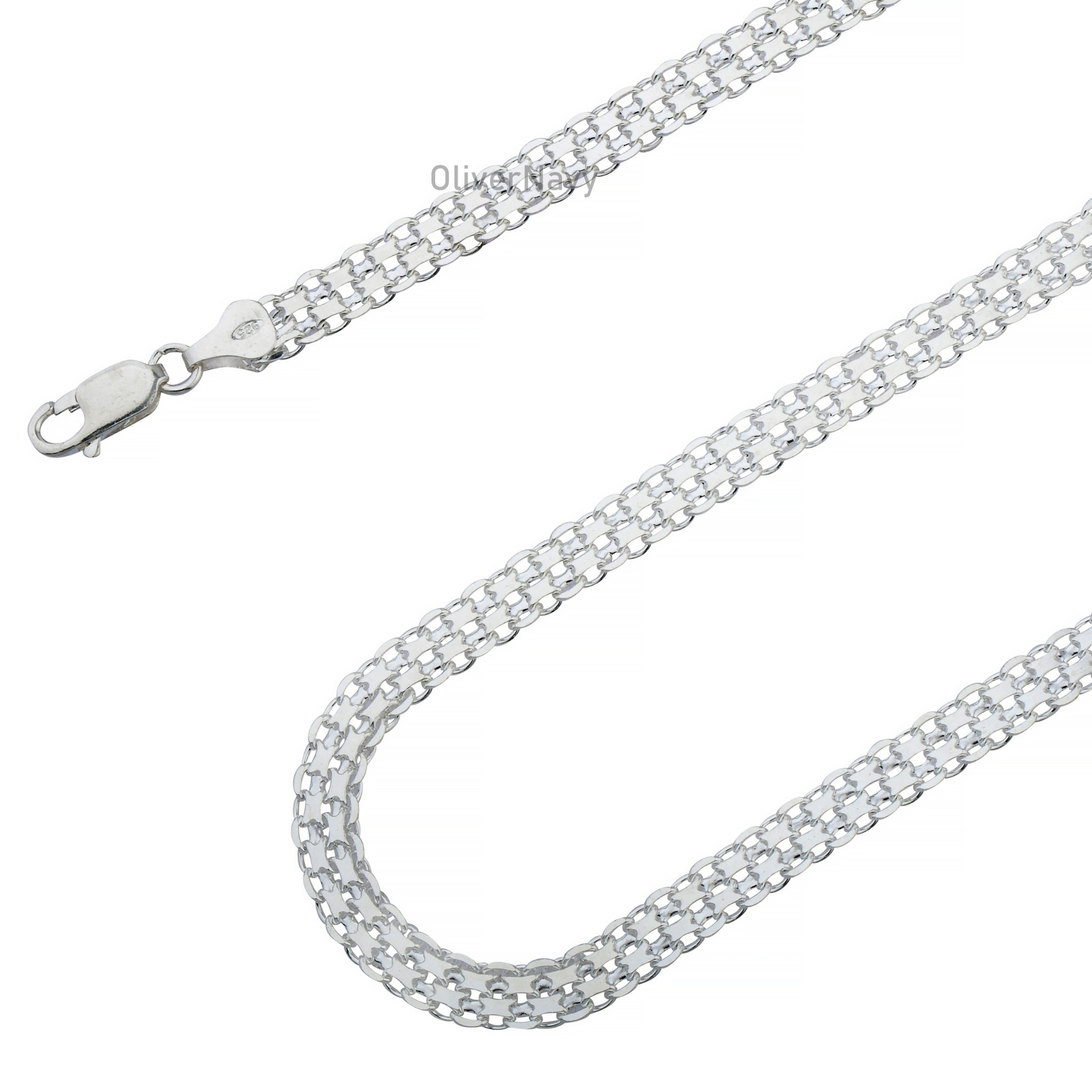 925 Sterling Silver Bismark Chain 6mm Necklace Italian 925 New