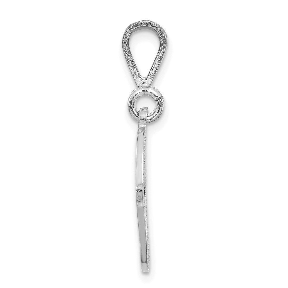 10K White Gold Filigree Initial “O” Letter Charm Pendant L 30mm, W 16mm