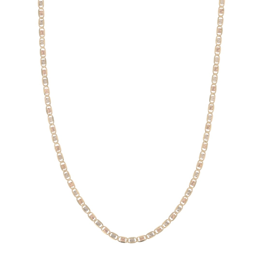 1.8mm Diamond-Cut Anchor Link Chain 16.5″ Necklace 14k Multi-Tone Gold 1.87g