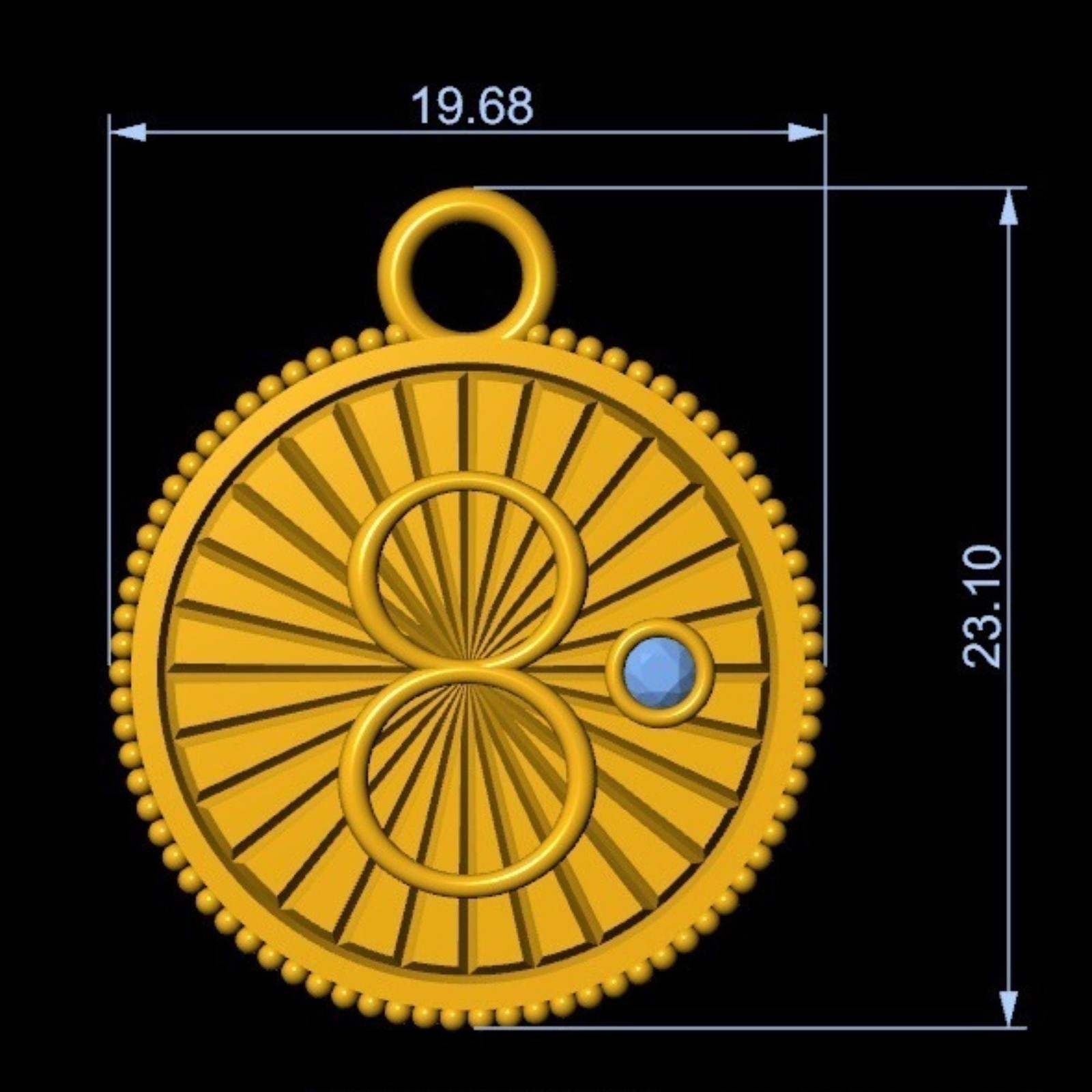 0.04 ct Natural Diamond Infinity Number Coin Pendant 14K Gold Sunburst