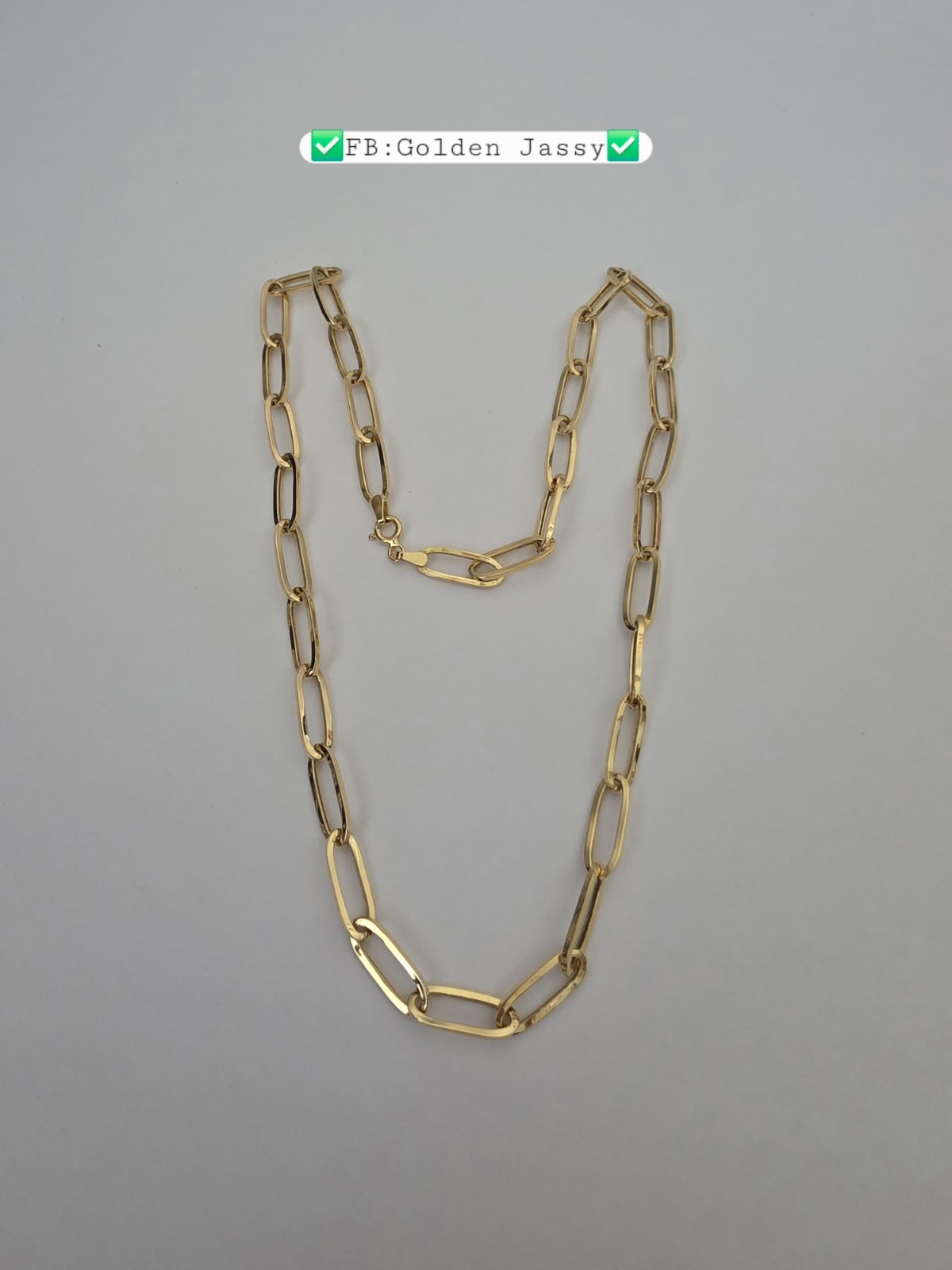 18K Real Gold PaperClip Chain 17.5″