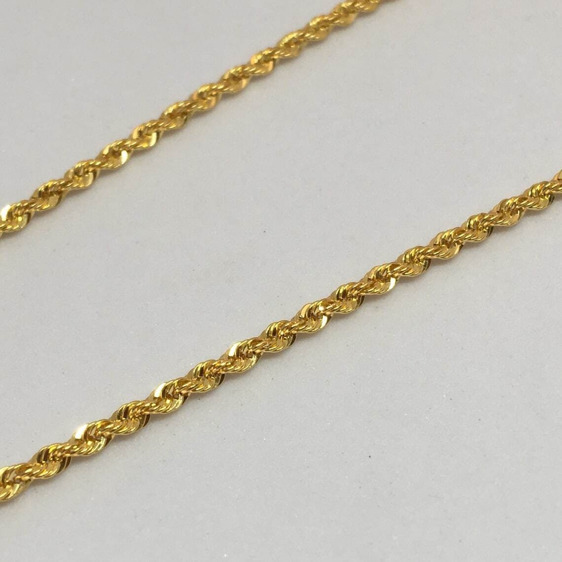 18K Solid Gold Hollow Rope Chain Necklace Men Women – Genuine 18k Gold