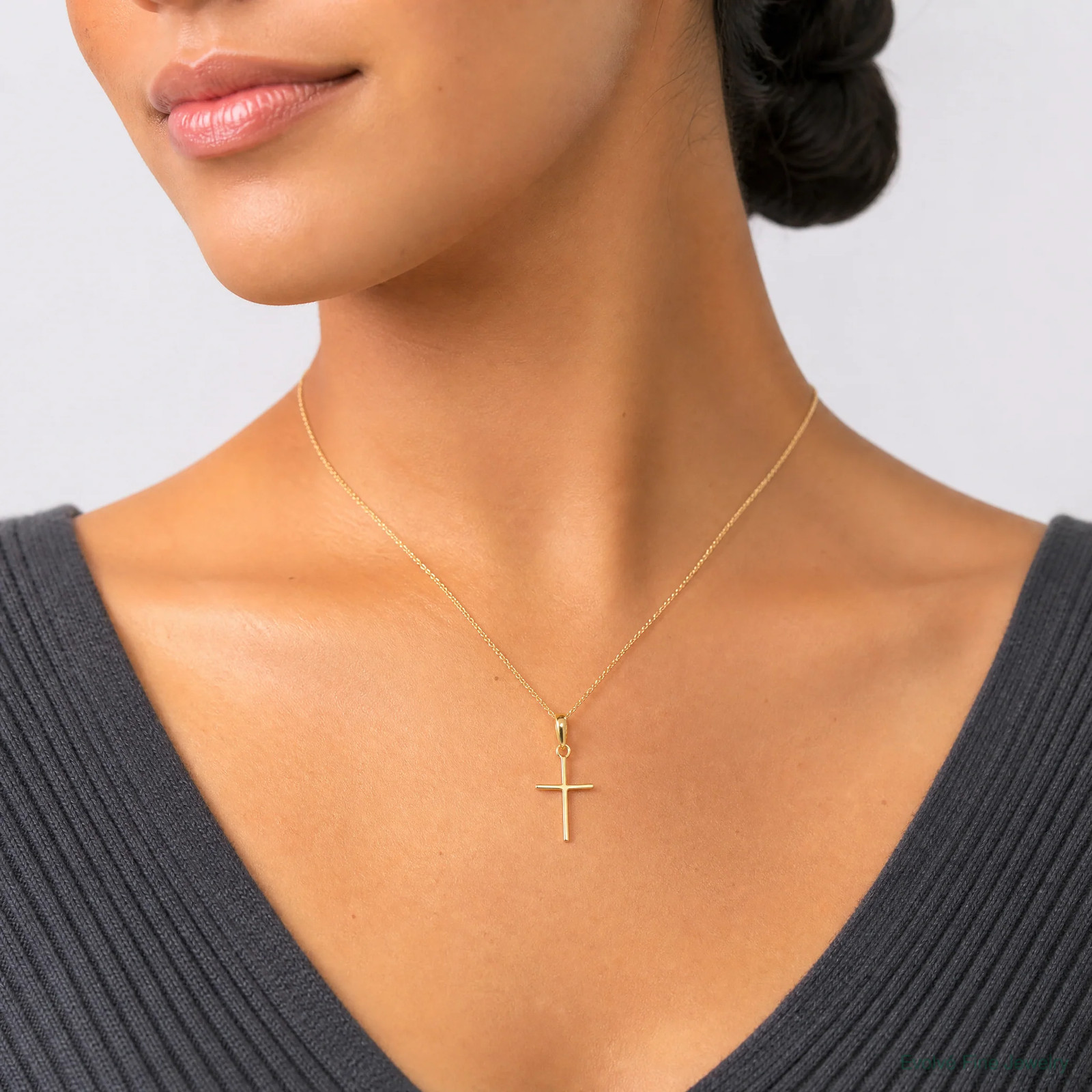 10K / 14K Yellow Gold Polished Cross Pendant