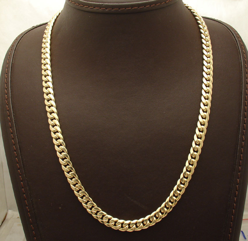 7mm Semi-Solid Tight Cuban Chain Necklace Box Clasp Lock Real 10K Yellow Gold