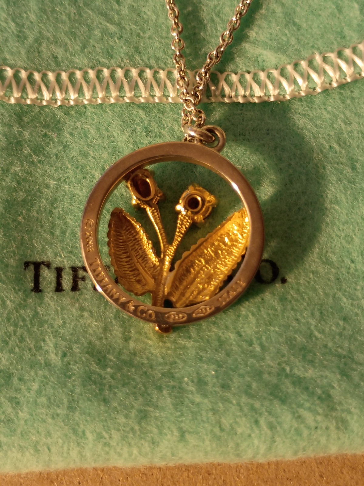 Tiffany & Co. Combi Flower Necklace SV925 18K YG750 Red Stone Mint w/Tags