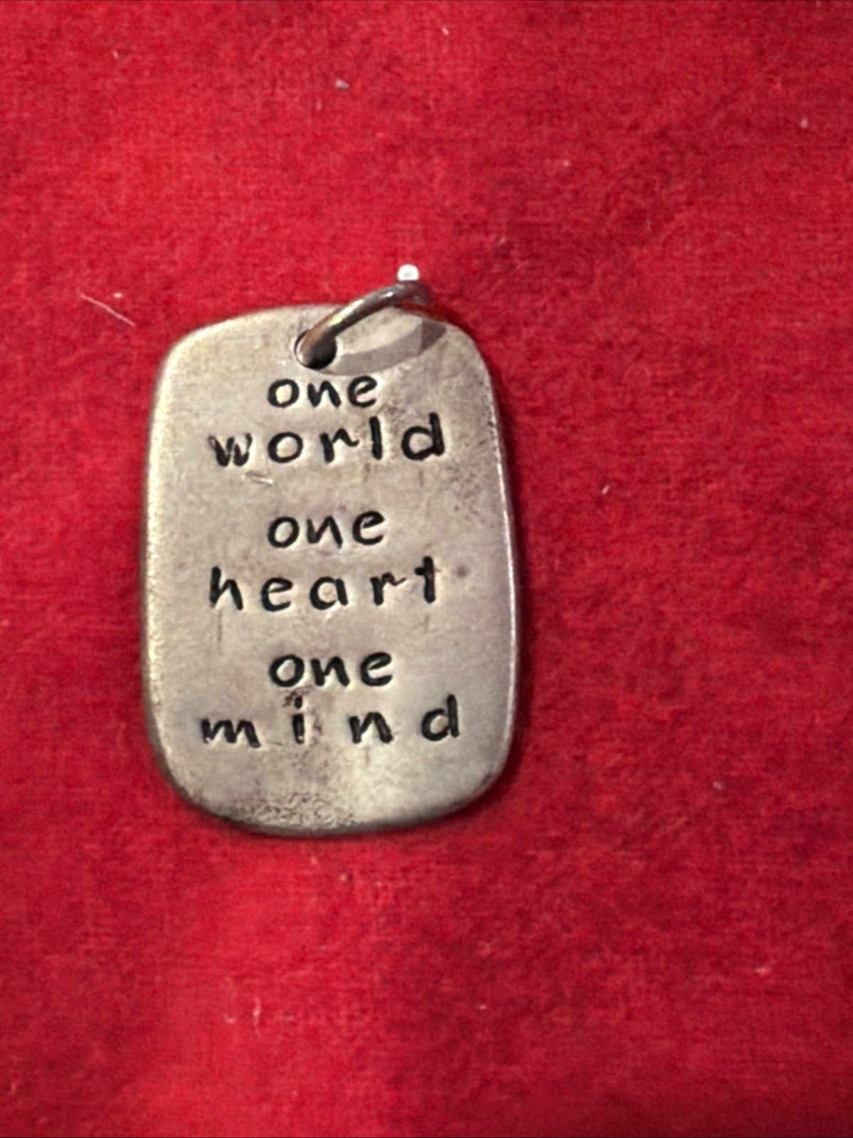 STERLING SILVER DOG TAG by PEACES OF INDIGO HAND STAMPED INSCRIPTION