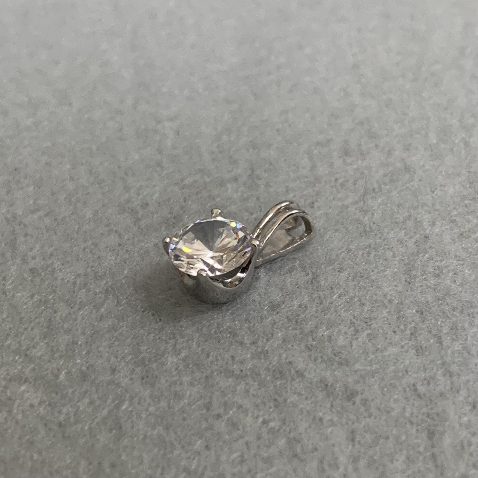 925 FAS Sterling Silver Solitaire Pendant Round Cut Clear CZ Minimalist Charm