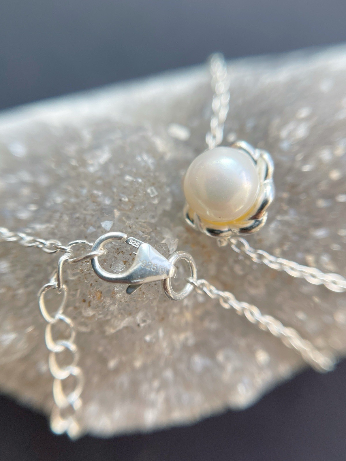 Gemporia Not Enhanced Natural 7mm Pearl Necklace Sterling Silver BNWT COA Summer