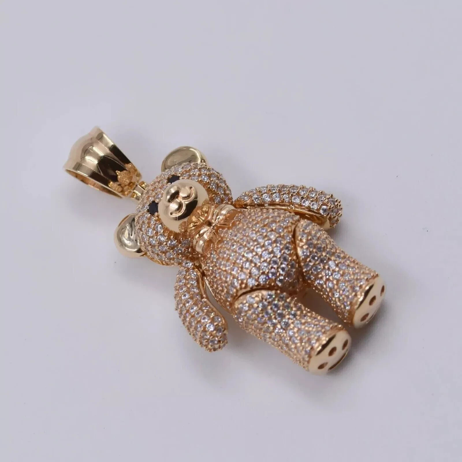 2.45Ct Lab Created Diamond Round TEDDY BEAR Pendant 14k Rose Gold Plated