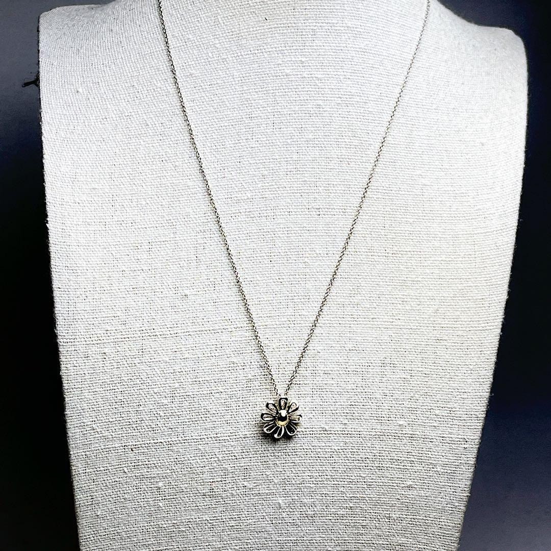 Tiffany & Co Gold Silver Paloma Picasso Daisy Flower Pendant Necklace