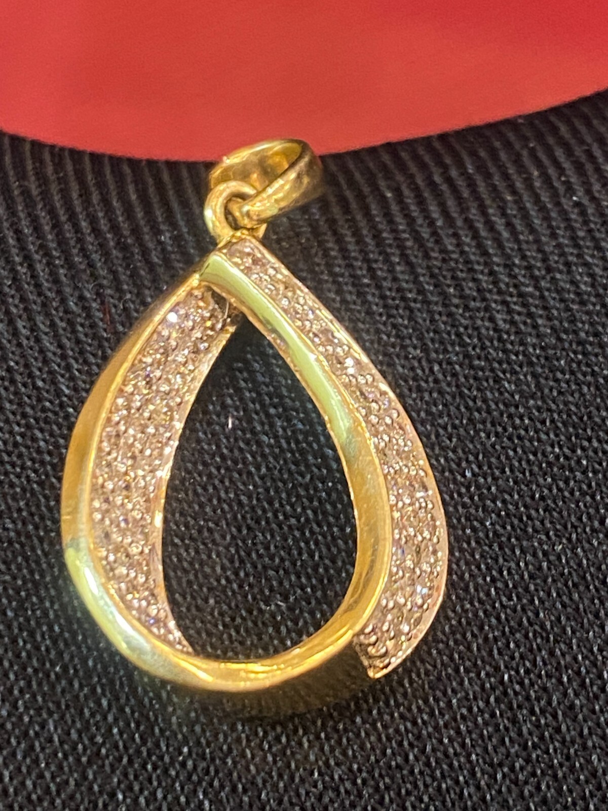 Pave 0.75 Cts Round Brilliant Natural Diamonds Pear Drop Pendant In 585 14K Gold