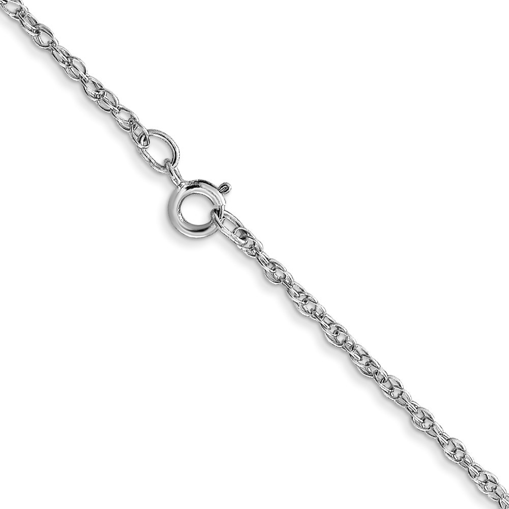 Real 14K White Gold 1.15mm Carded Cable Rope Chain; 16 inch; Women & Men