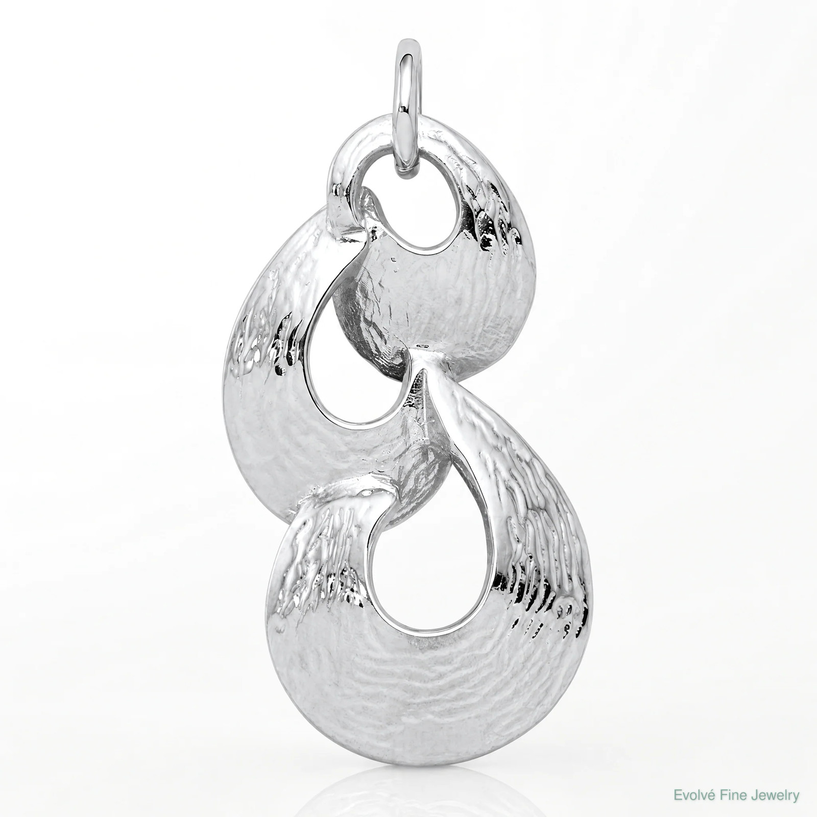 Sterling Silver Rhodium-Plated Polished & Satin Drop Pendant