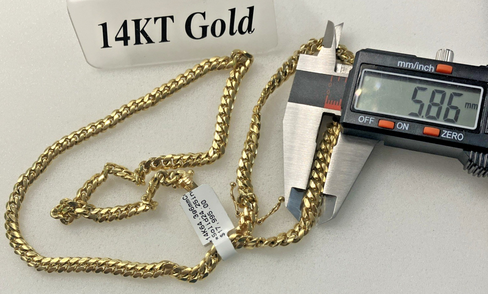 14kt Real Gold Solid Cuban Chain 64.25grams 5.85mm 24.25” M Brand New w/Tag 14K