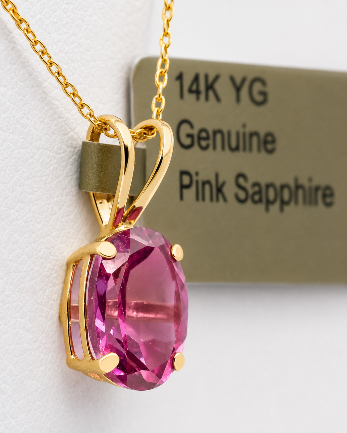 GENUINE 1.65 Cts PINK SAPPHIRE SOLITAIRE PENDANT SOLID 14K YELLOW GOLD – NWT