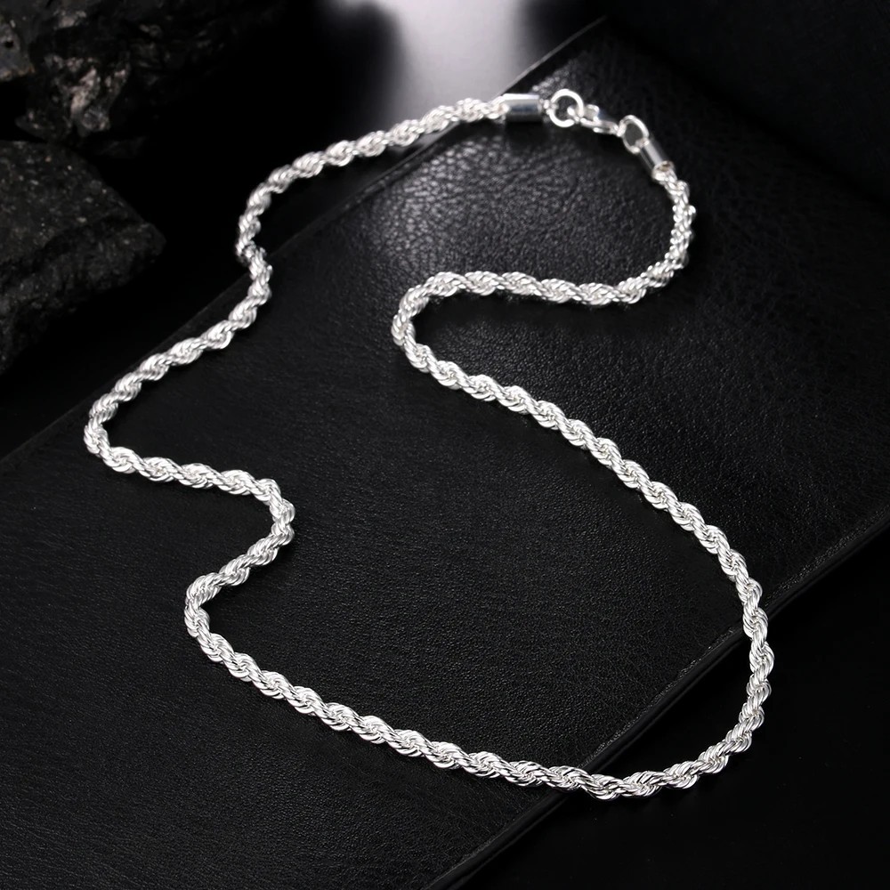 925 Sterling Silver Italian Rope Chain Men’s Necklace 4mm – NEW****