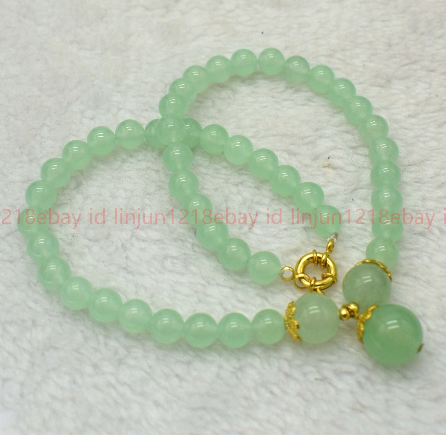 Pretty Natural 8mm Light Green Jade Gemstone Round Bead Pendant Necklace 16-28in