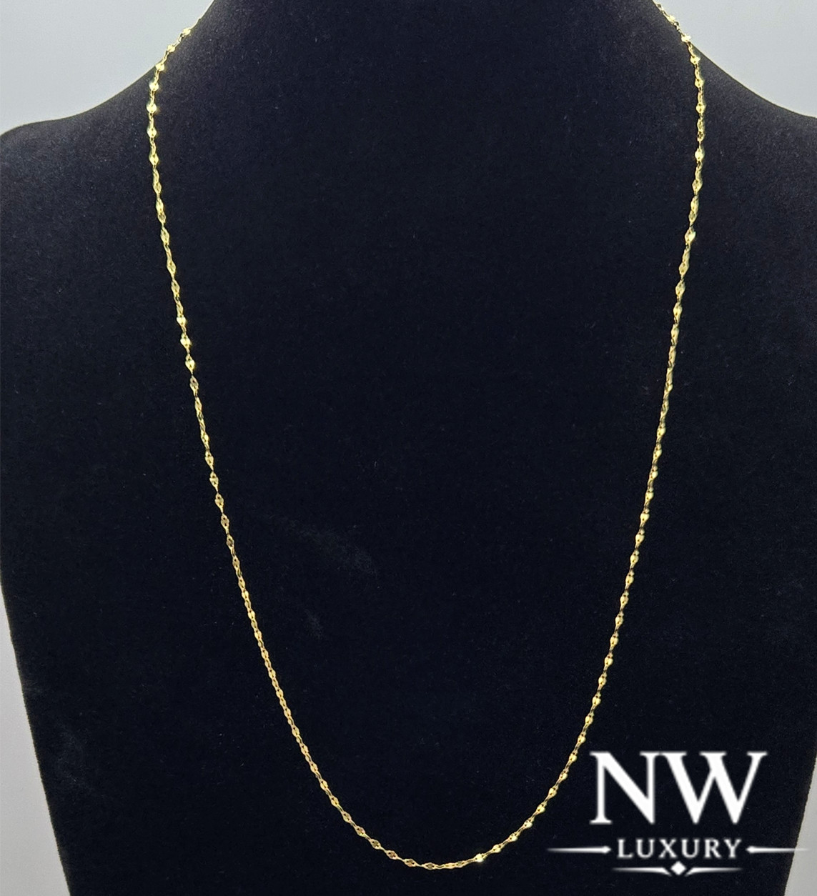 New Solid 10k Yellow Gold Mirror Link 1.5mm 24inch Chain Necklace, Italy