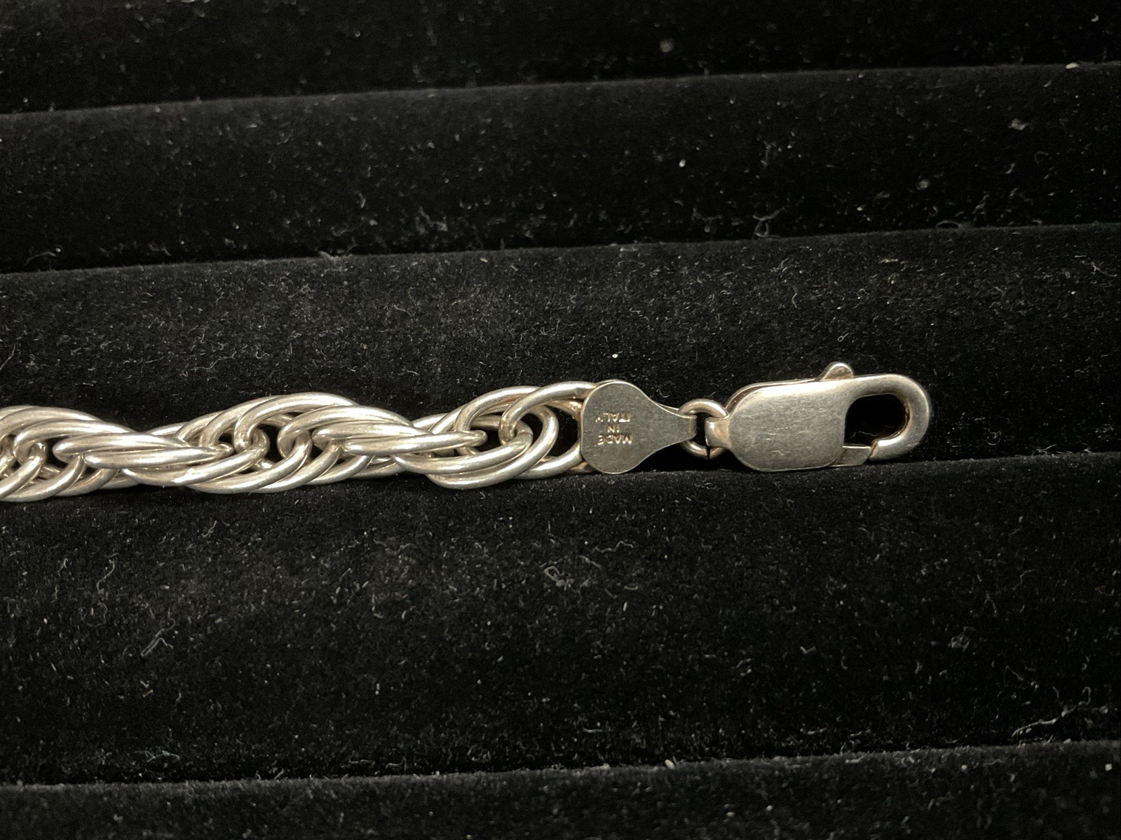 VTG 7 inch Sterling Italy 925 Bracelet Twisted Rope Lg Links 18 gr #002