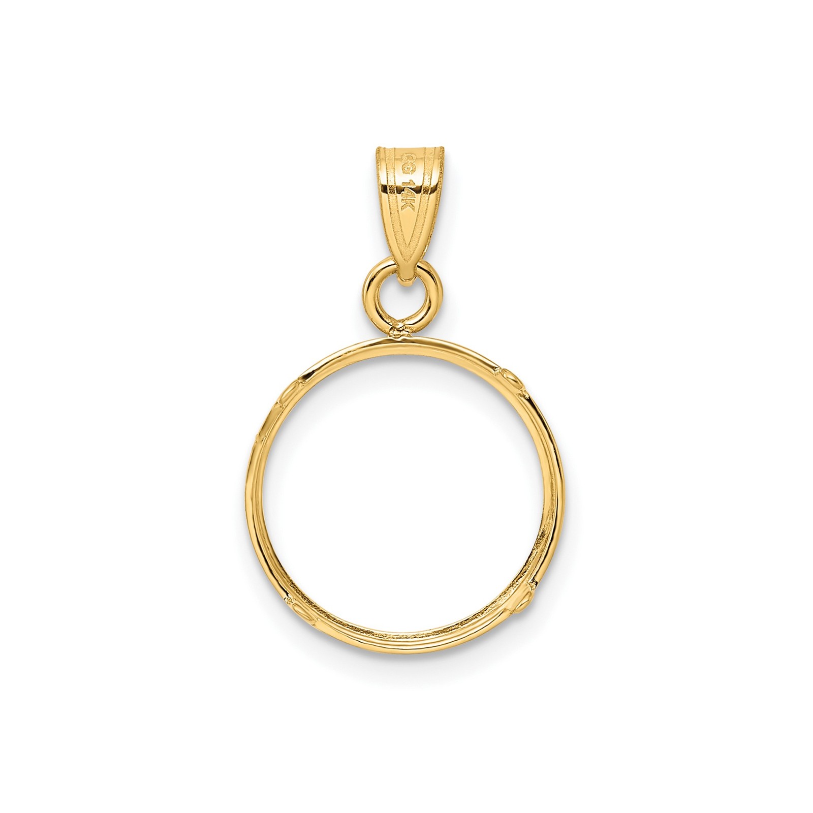 Peso Bezel 2 Peso 14k Yellow Gold Polished Diamond-Cut Prong Set Pendant