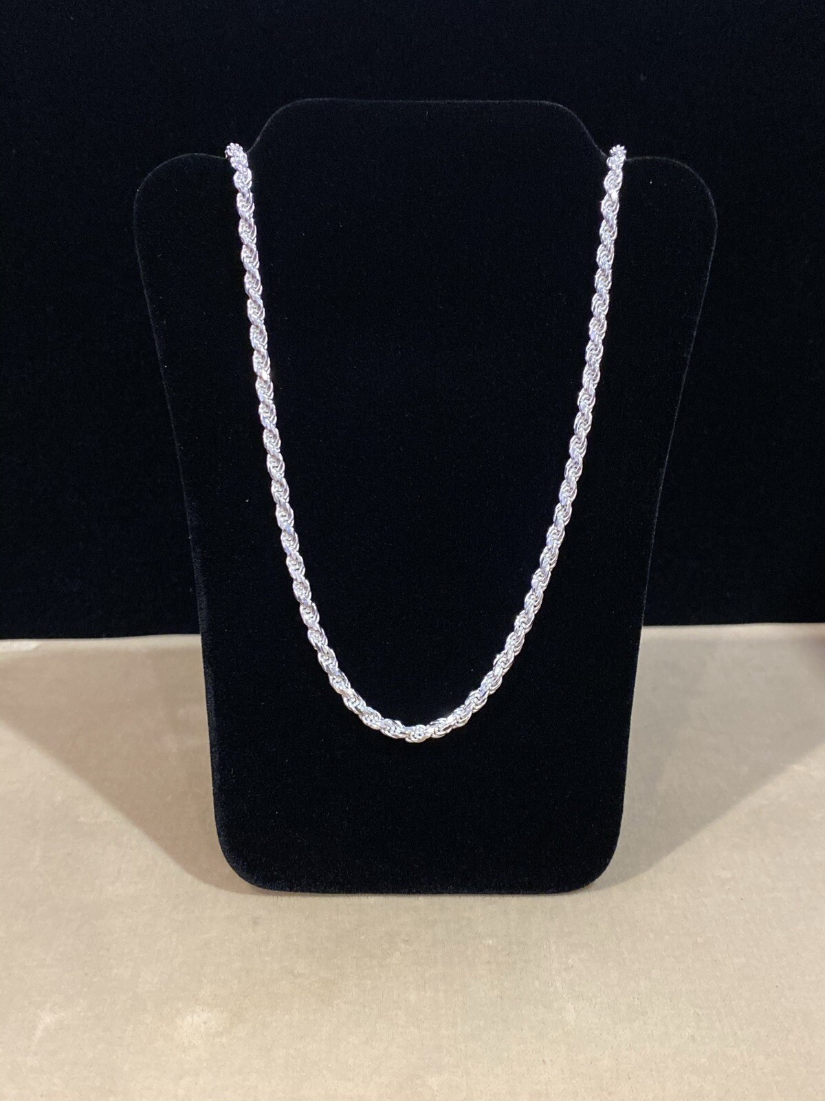.925 Sterling Silver Men’s Womens Children Twisted Rope Chain Necklace 18 inches