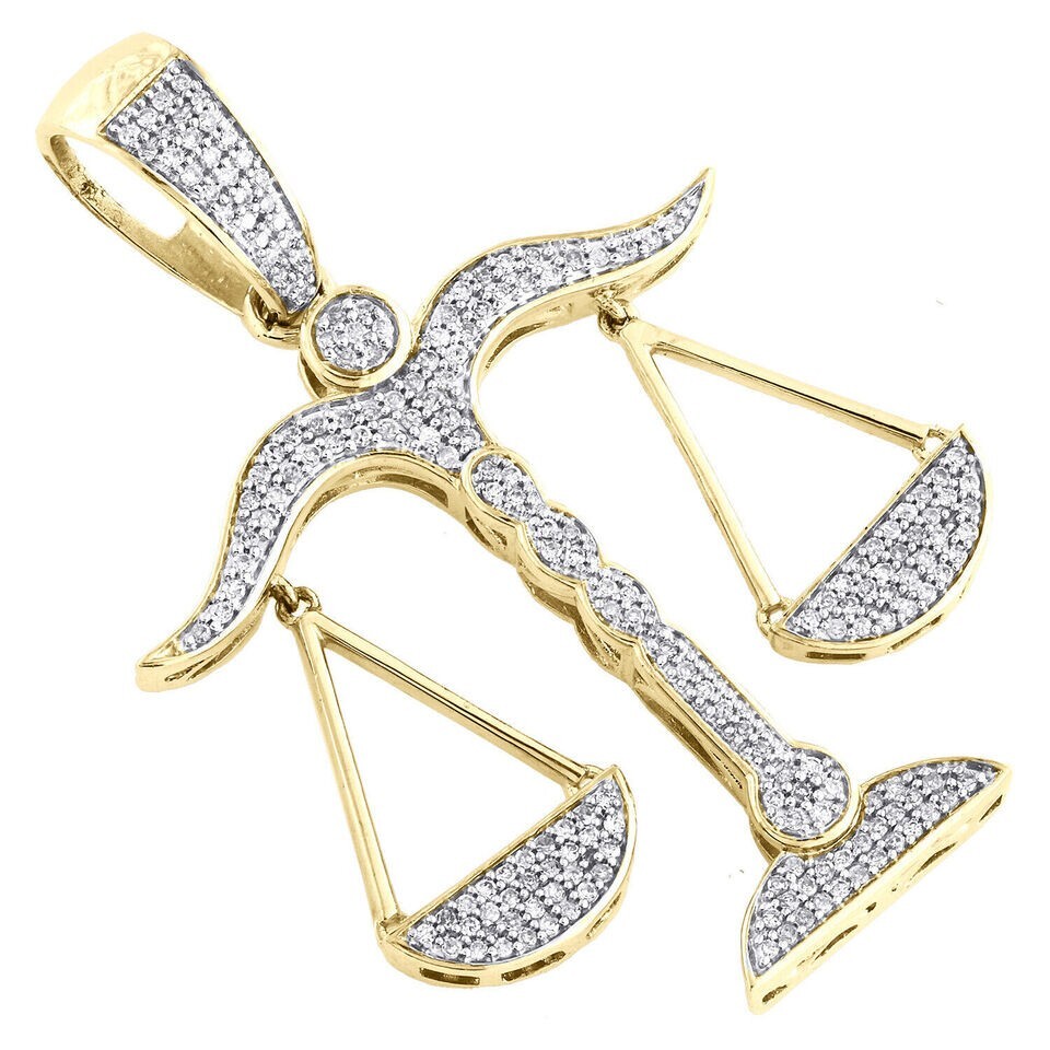1 Ct Certified Moissanite Horoscope Libra Sign Pendant 10K Solid Yellow Gold