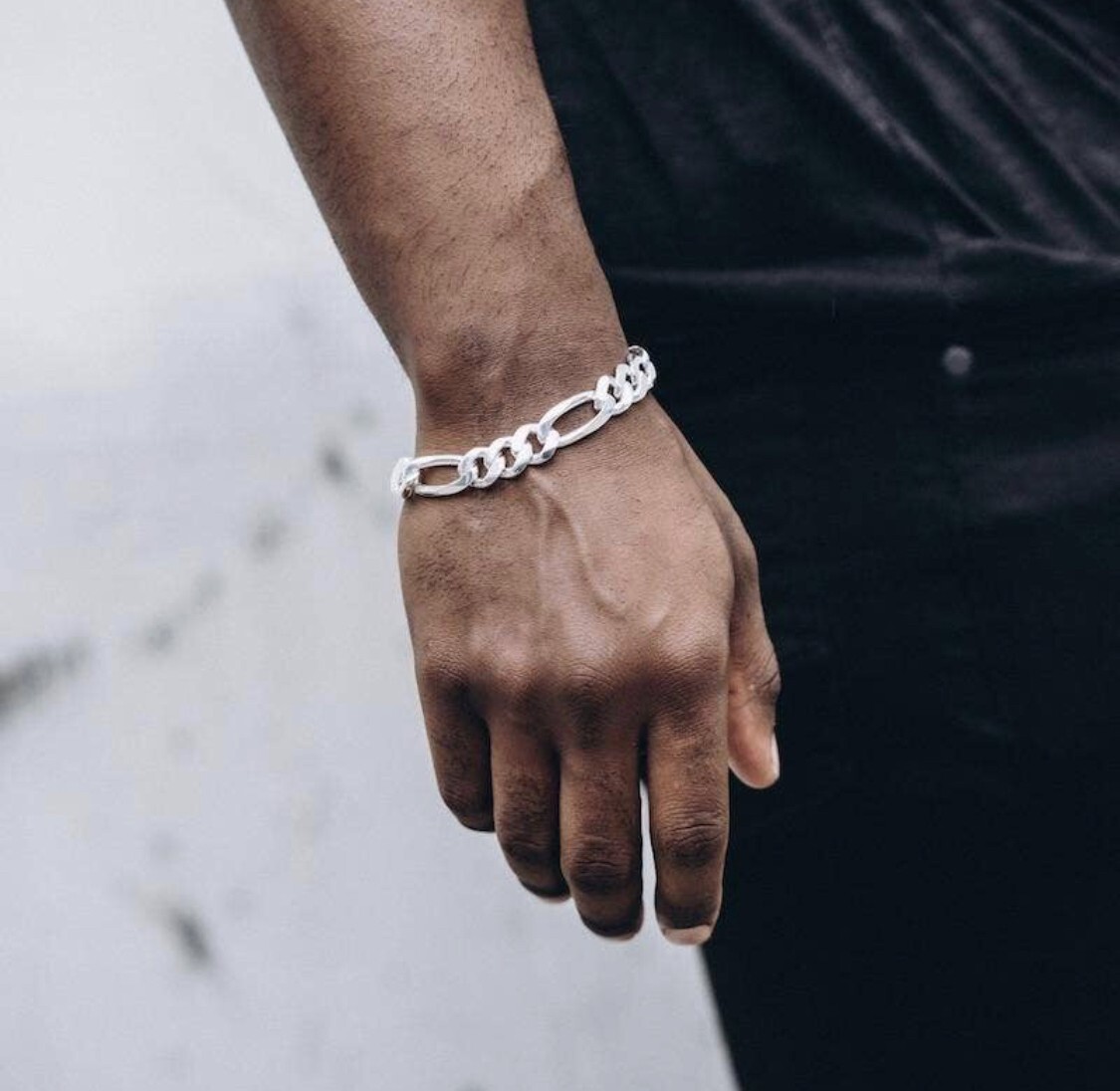 Sterling Silver Men’s Women’s Figaro Solid Chain Bracelet or Necklace 925 Italy