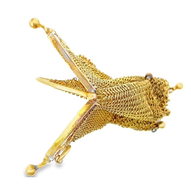 Victorian 18K Yellow Gold Mesh Coin Purse Charm Pendant
