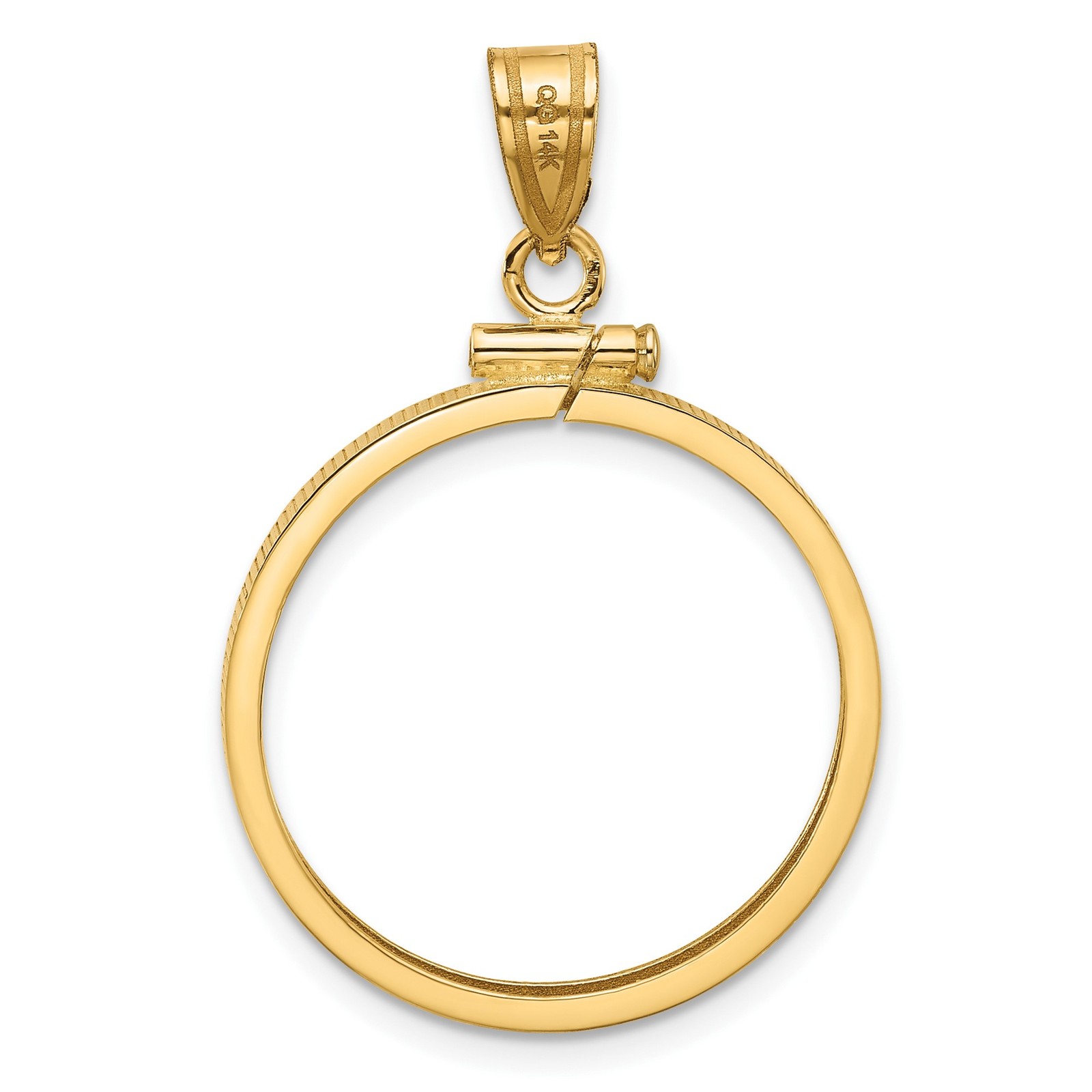 1/4 oz $10 American Gold Eagle Coin Bezel 22mm Reeded Prong 14k Yellow Gold