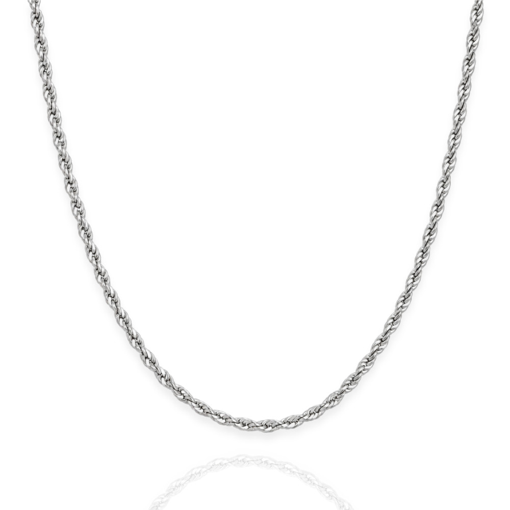 925 Sterling Silver Rhodium Plated Rope Chain Necklace – 1.8mm