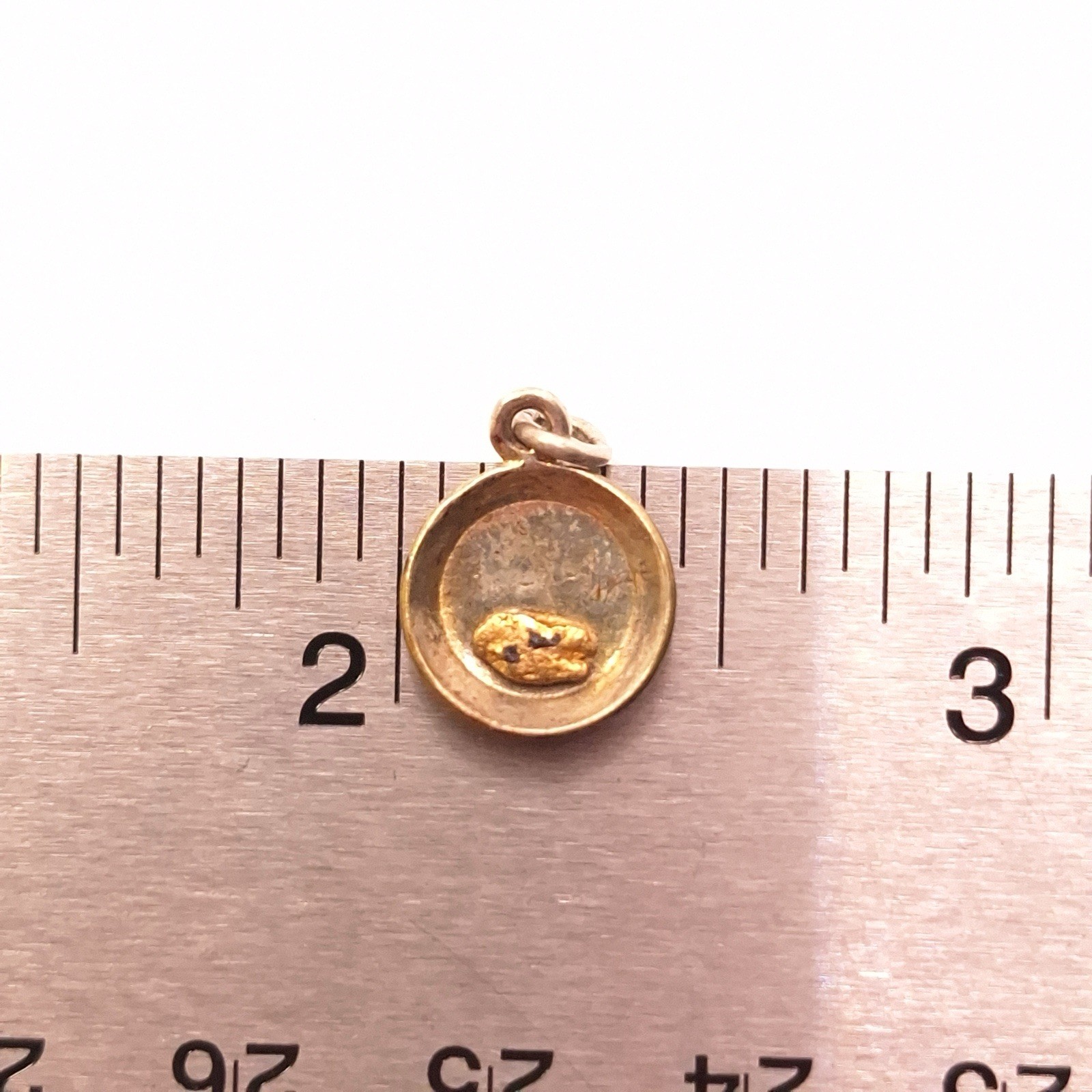 Rare Original Vintage Gold Pan SS w/ Genuine Gold Nugget (20-22K) Charm Pendant