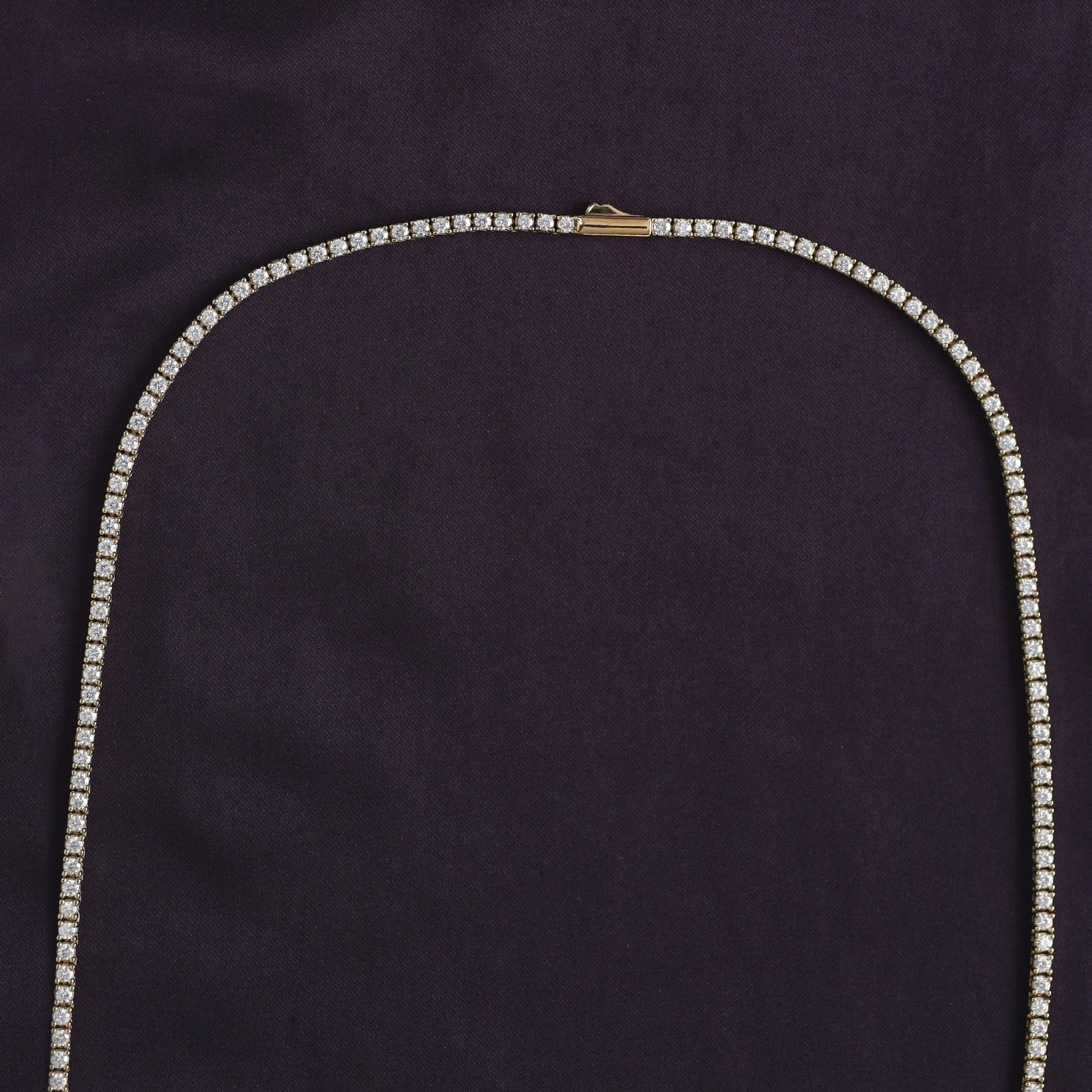 2MM Width Tennis Chain Necklace Moissanite 14K Yellow Gold Plated Silver- 17″