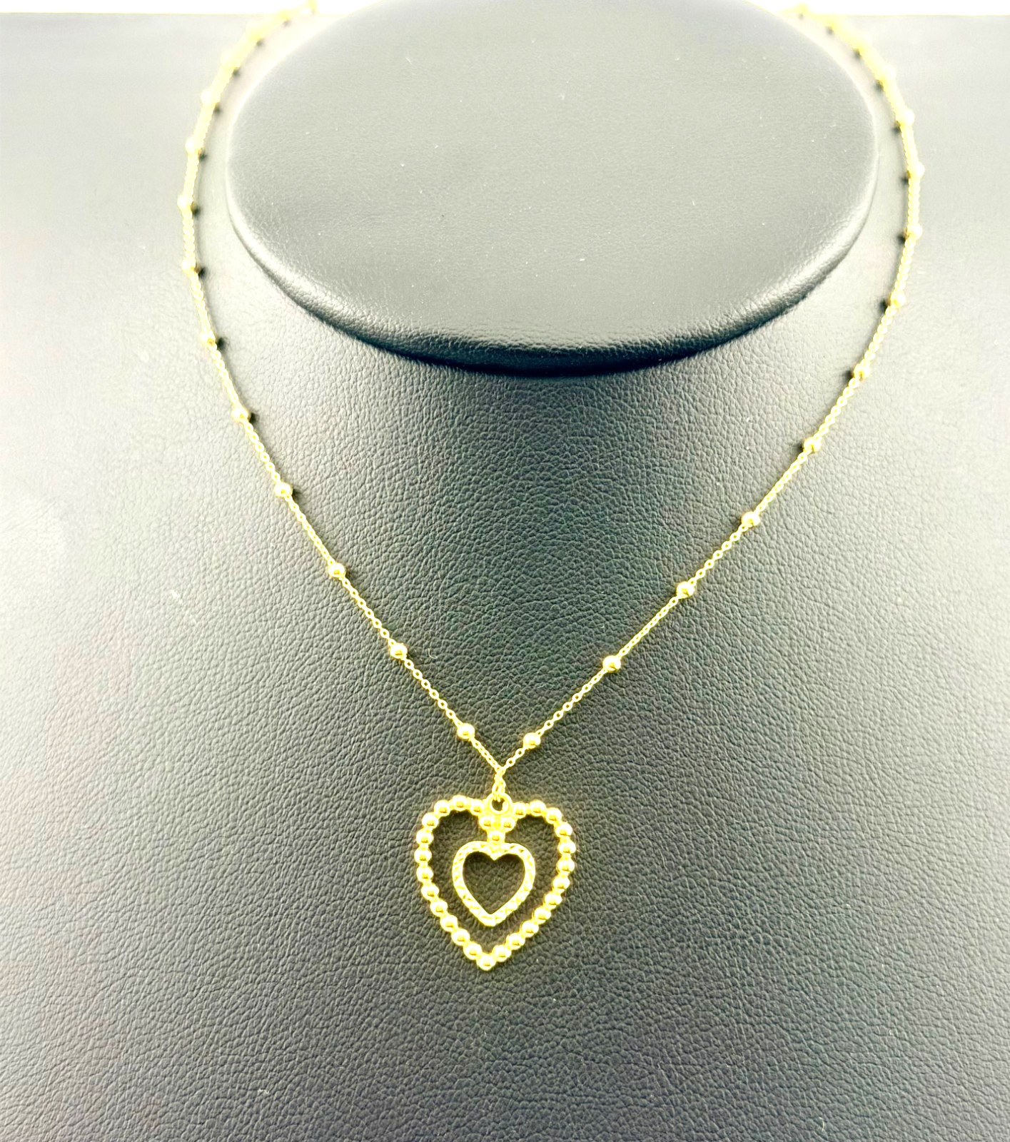 14K Yellow Gold Heart necklace 17″+1″ Extension