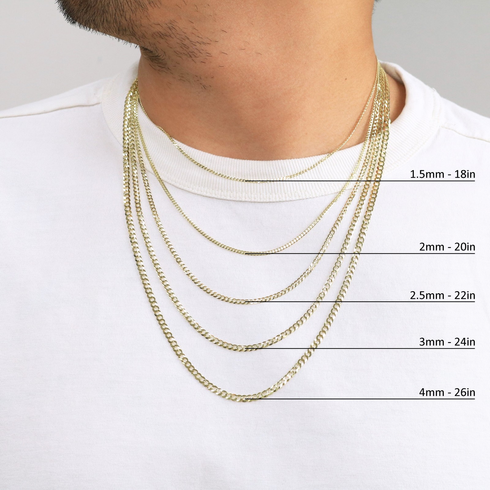 10K Yellow Gold Solid 2mm-12.5mm Cuban Curb Chain Link Pendant Necklace 16″- 30″