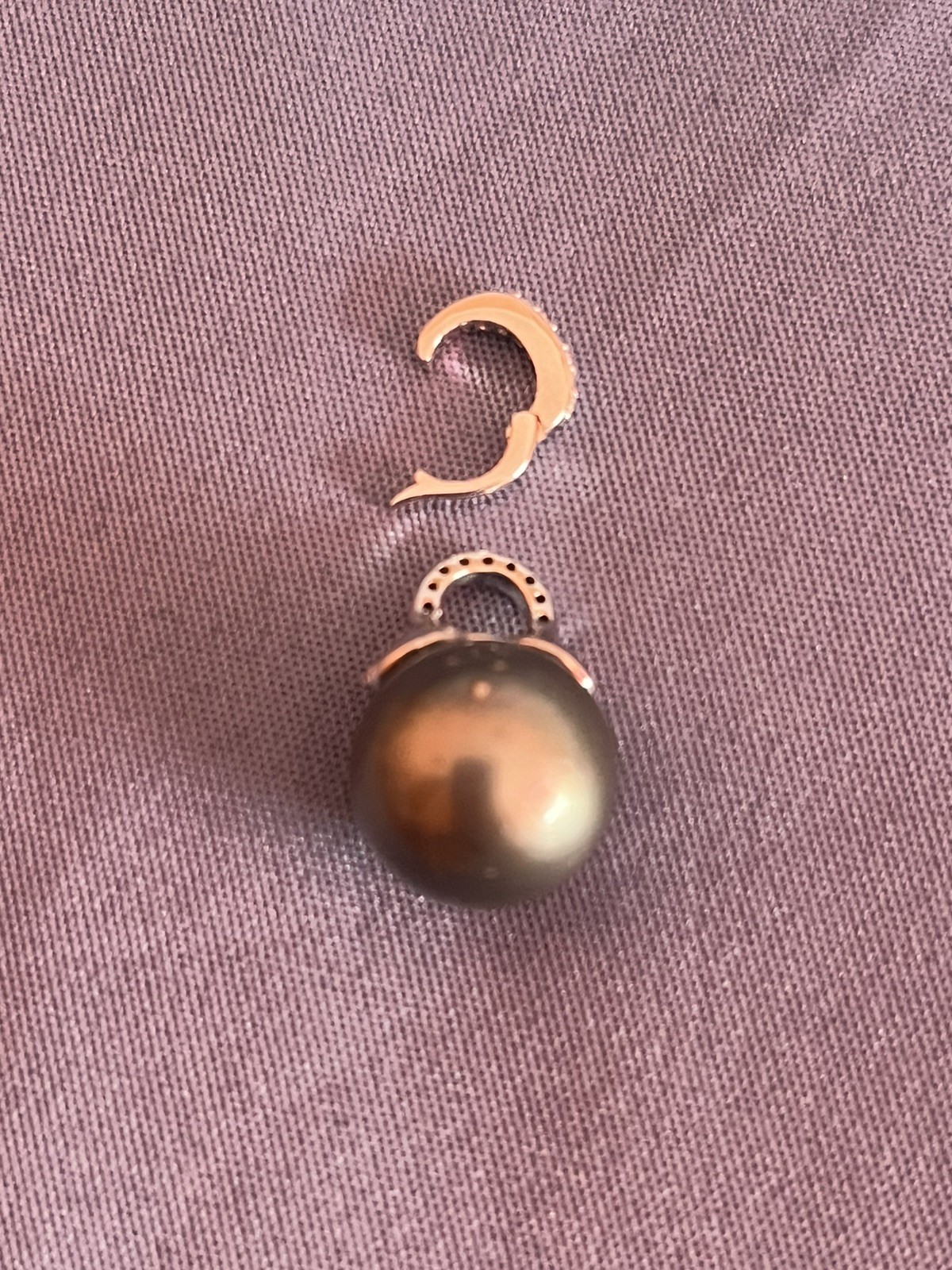 12mm Tahitian Natural South Sea Pearl Pendant Only With S925 opened clasp