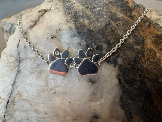 Clogau 9ct Rose Gold Paw Prints Sterling Silver Double-Paw Bracelet 16-18.5cm