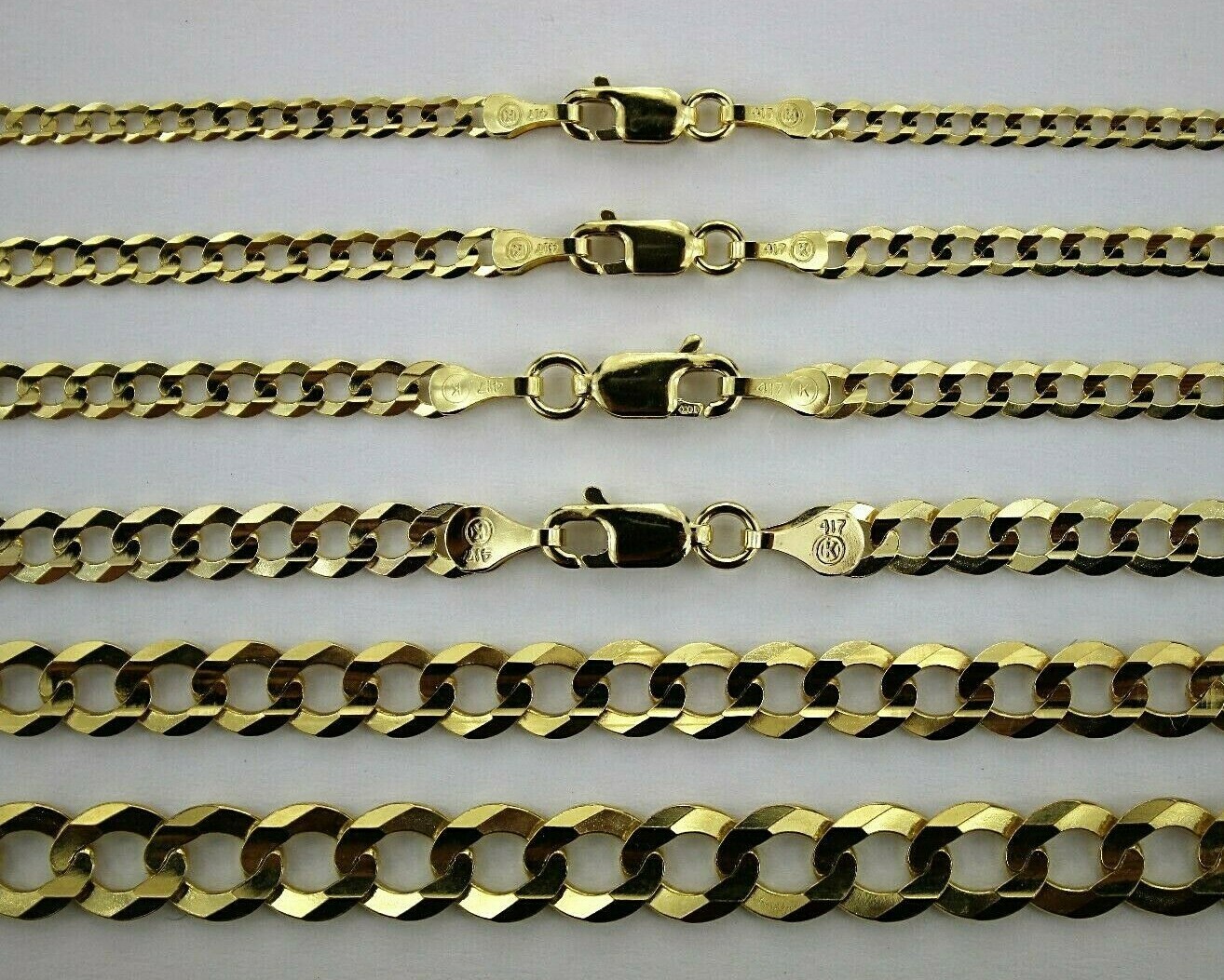 10K Solid Gold Cuban Link Necklace Chain Bracelet for Men Women 3mm~14mm 7″~30″