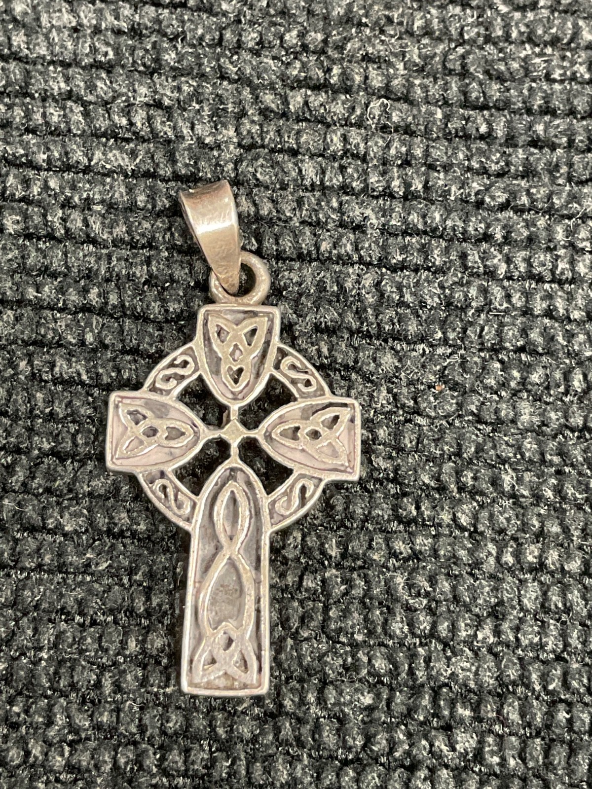 Vintage Sterling Silver Celtic Knot Weave Cross Pendant